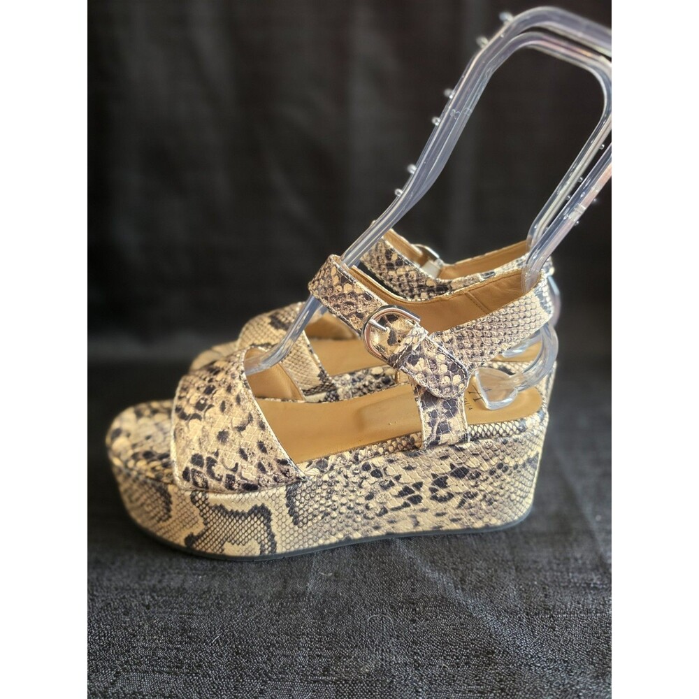 Aquatalia Size 8 Snake Print Leather Platform Sandals Neutral Diani NWOB - Picture 4 of 11